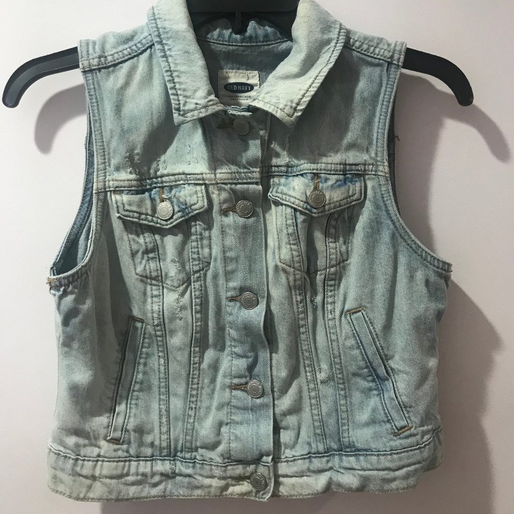 Light Wash Cropped Denim Vest